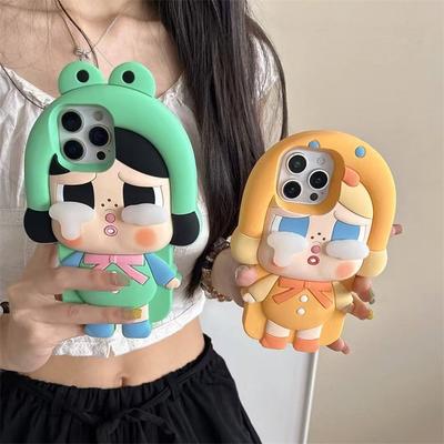3D Милый Чехол для телефона с плачущими девочками для iPhone 17 16 15 14 13 Pro Max Мягкая силиконовая накладка