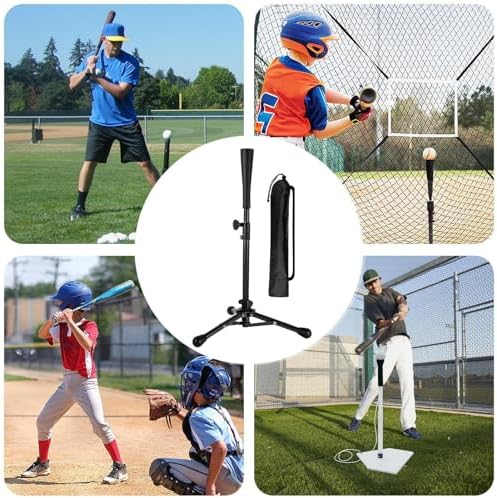 Mimoqk Kids Baseball Tee Height Adjustable T-Ball Batting Tee with Carry Bag for 3-8 Years Training