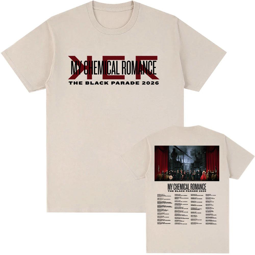 THE BLACK PARADE 2026 Tour Tshirt Rock Band My Chemical Romance Tshirts Short Sleeve Cotton Loose T Shirt Unisex Streetwear Unisex