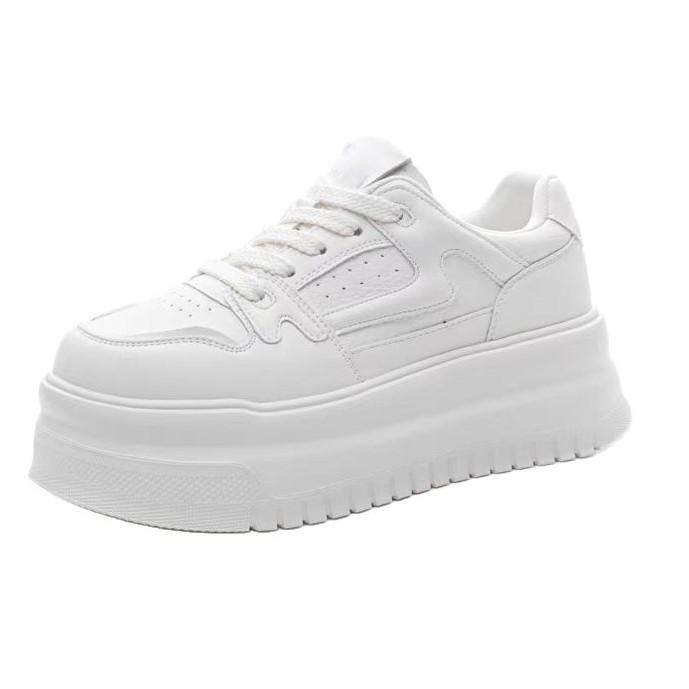 Cowhide Version~ Genuine Leather Thick-soled Heightening Little White Shoes Women's Board Shoes 2025 Spring and Summer New Casual Shoes Muffin Si