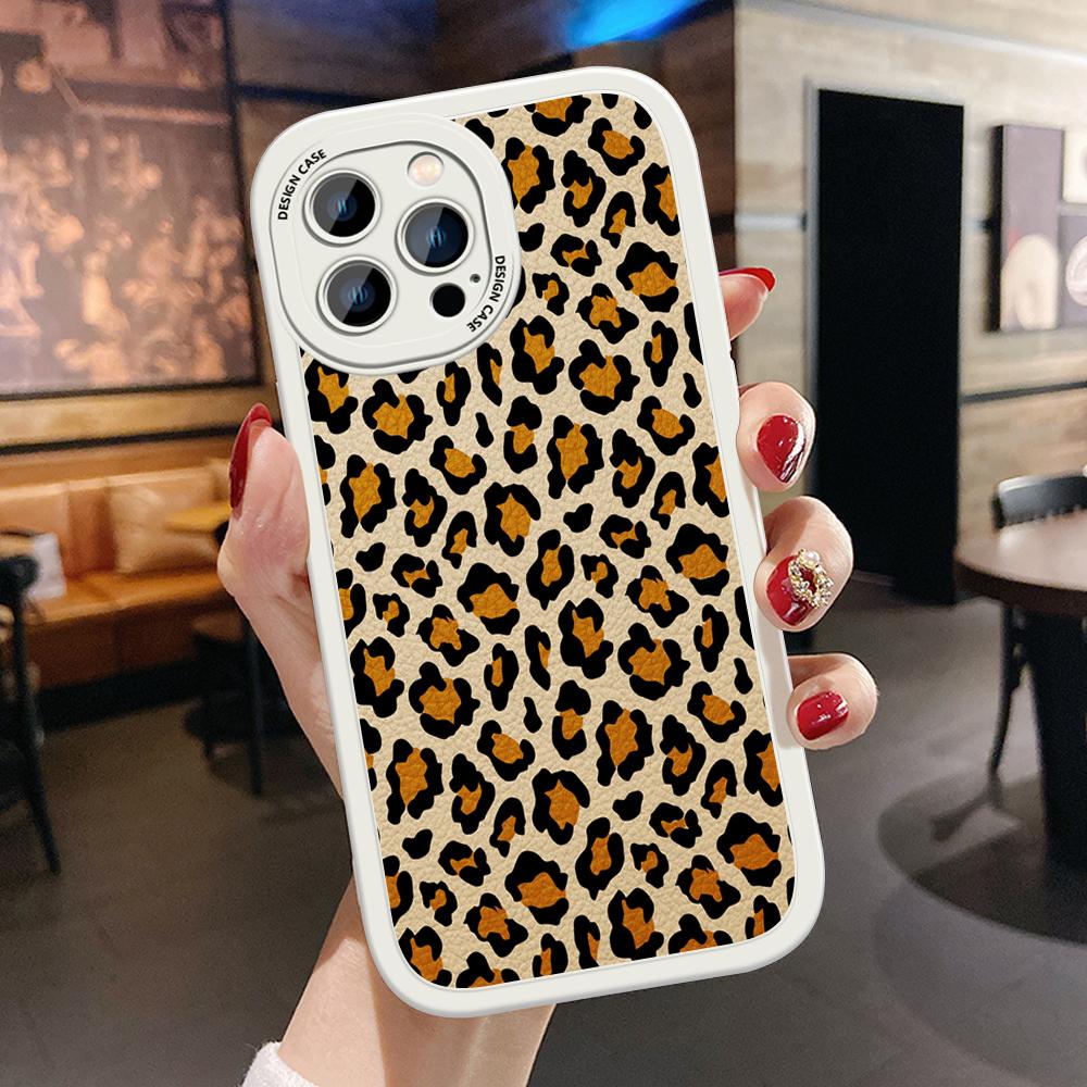 Slim Fashion Popular Tide Leopard Grain Leather Back Casing PU Leather Cover Phone Case for OPPO Reno Realme OnePlus