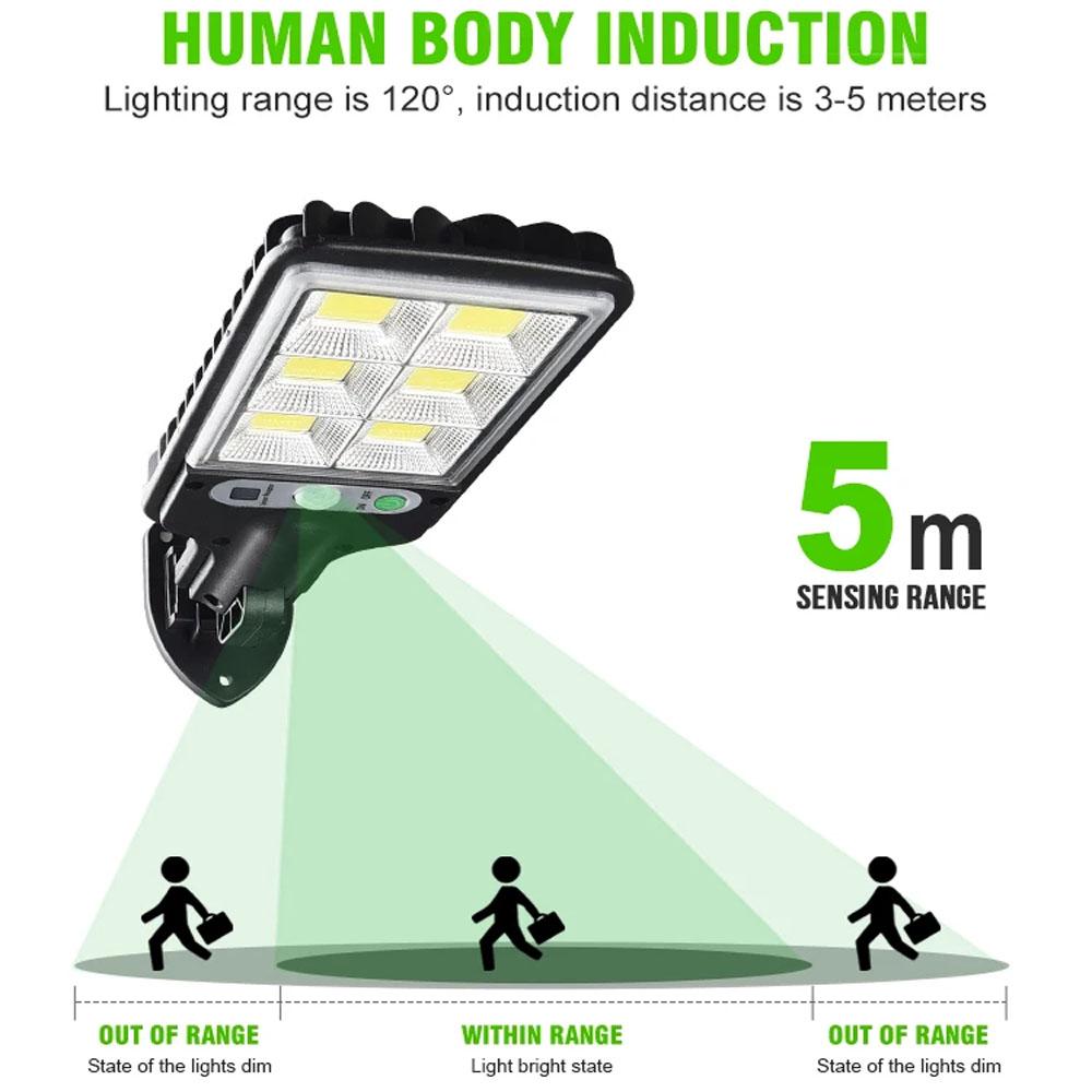 Солнечный уличный светодиодный настенный светильник для двора, 3 режима освещения, дистанционное управление, индукция человеческого тела, садовая терраса, гаражные ворота, уличный фонарь