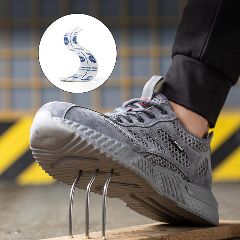 Breathable Lightweight Work Safety Shoes Men Summer Steel Toe Shoes Work Sneakers Puncture-Proof Indestructible Shoes Non-Slip