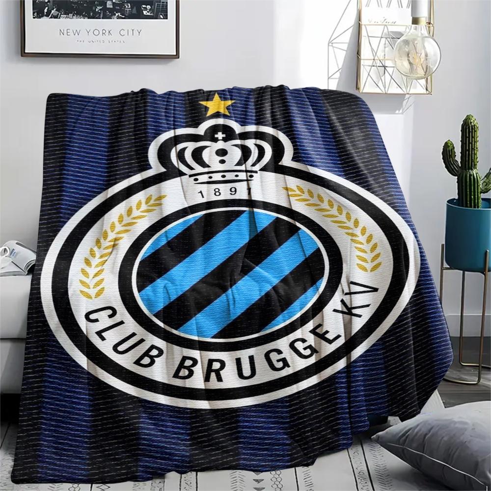 1Pc Club Brugge K V Print Flannel Blanket, High quality Comfortable for All Seasons, Home Decor, Warmth and Comfort, Perfect for Christmas Gifts