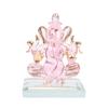 God Ganesh Sitting with Base Statue (Murti) Idol Showpiece Handmade of Crystal Glass by for Worship, Decoration, Car Dashboard, Gift (Clear), Small