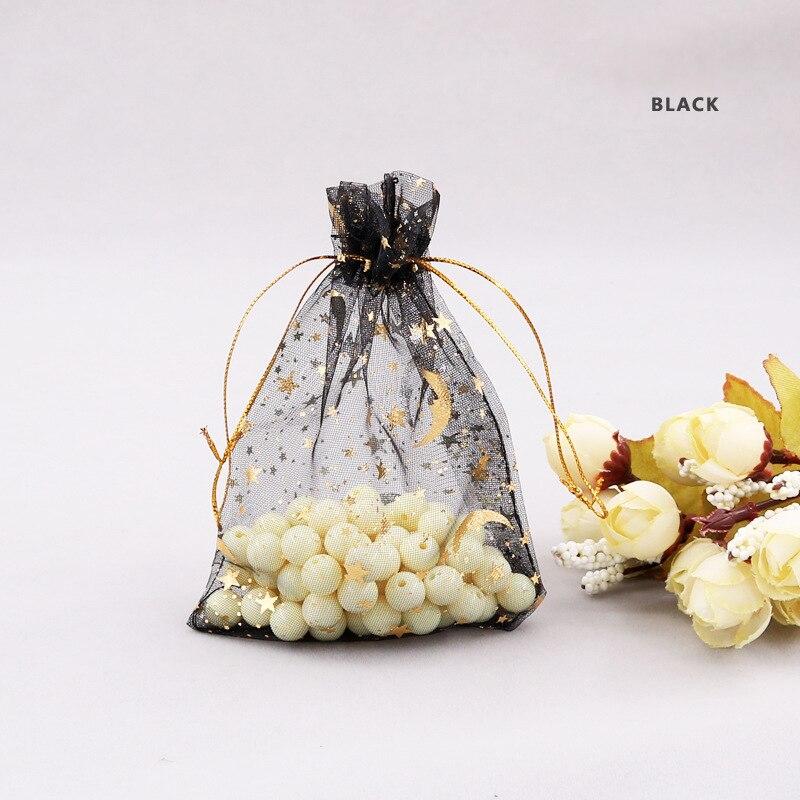 50Pcs Organza Bags Stars & Moon Design Gift Bag Tulle Packaging Transparent Wedding Party Gift Bags Jewelry Candy Pouches
