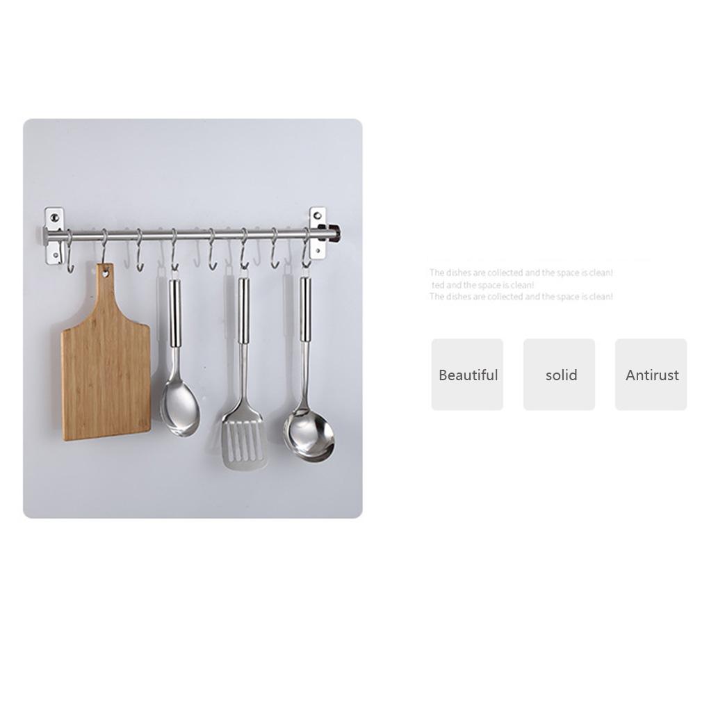 Настенная подвижная вешалка с крючками из нержавеющей стали, кухонная рейка для полотенец и кухонной утвари