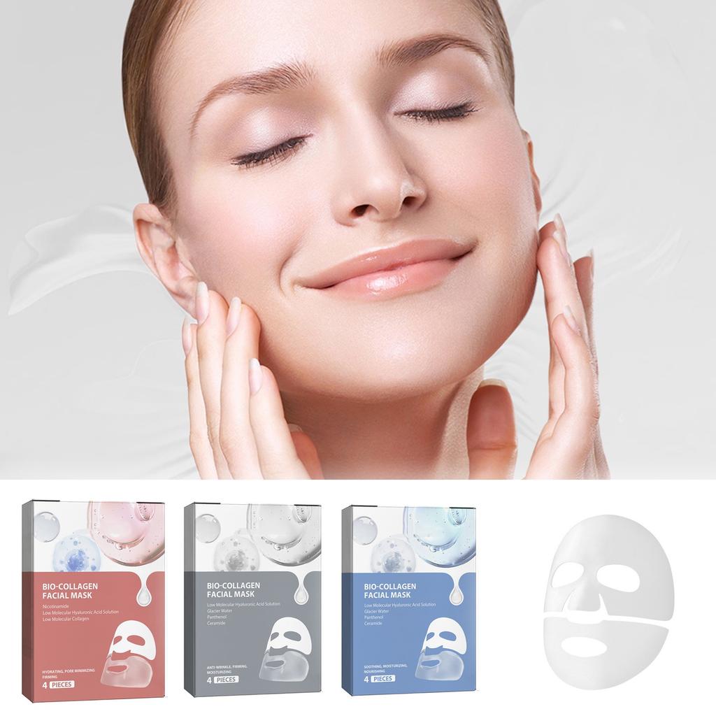 Deep Collagen Wrinkle Lifting MaskCollagen Mask Bio Collagen Face Mask Collagen Films Deep Hydrating Firming Overnight Hydrogel Mask 4pcs/Box 1ml