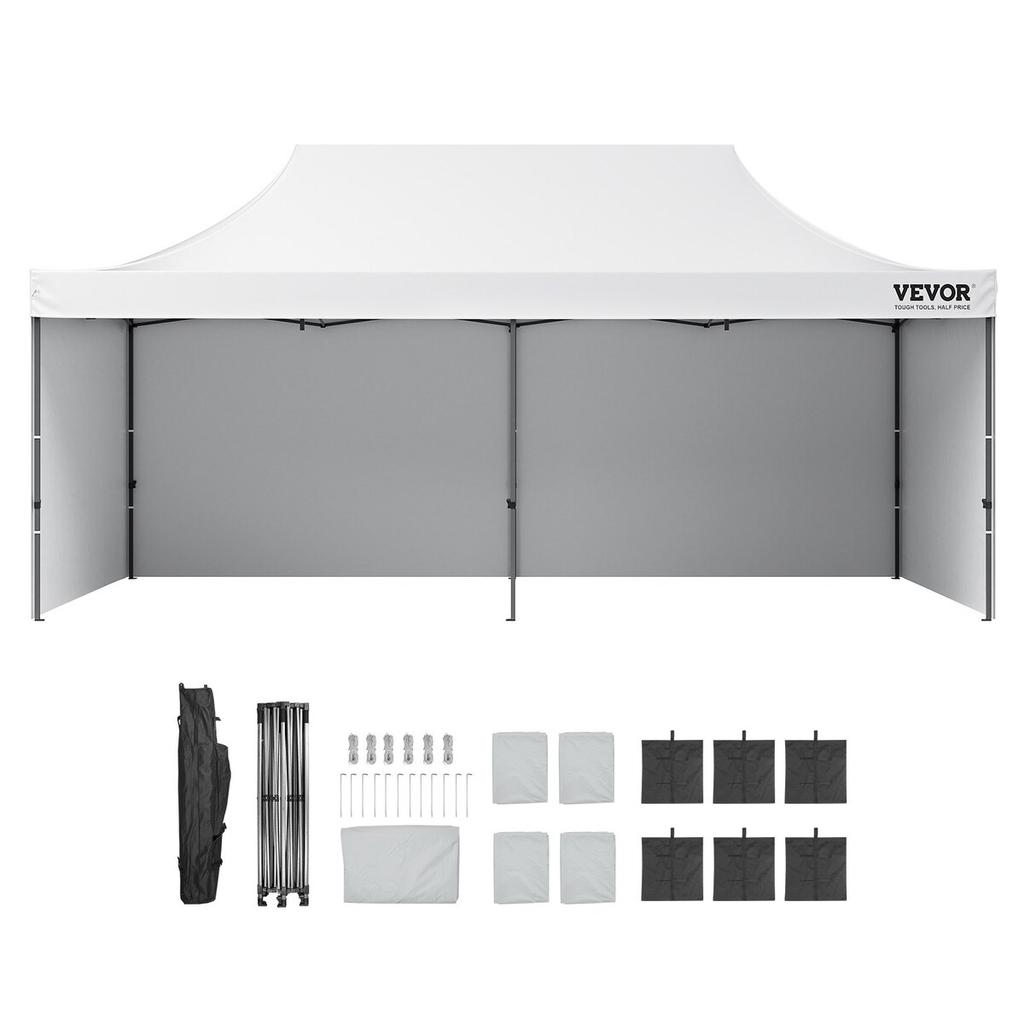Pop Up Canopy Tent Outdoor Gazebo Tent 10x20FT with Sidewalls & Bag White