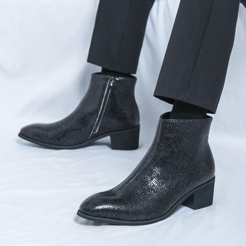 Мужские кожаные кеды с высоким верхом, на толстой подошве, в модном дизайнерском стиле, для ночного клуба, взрослые, большие размеры 38-46, классические черные ботинки