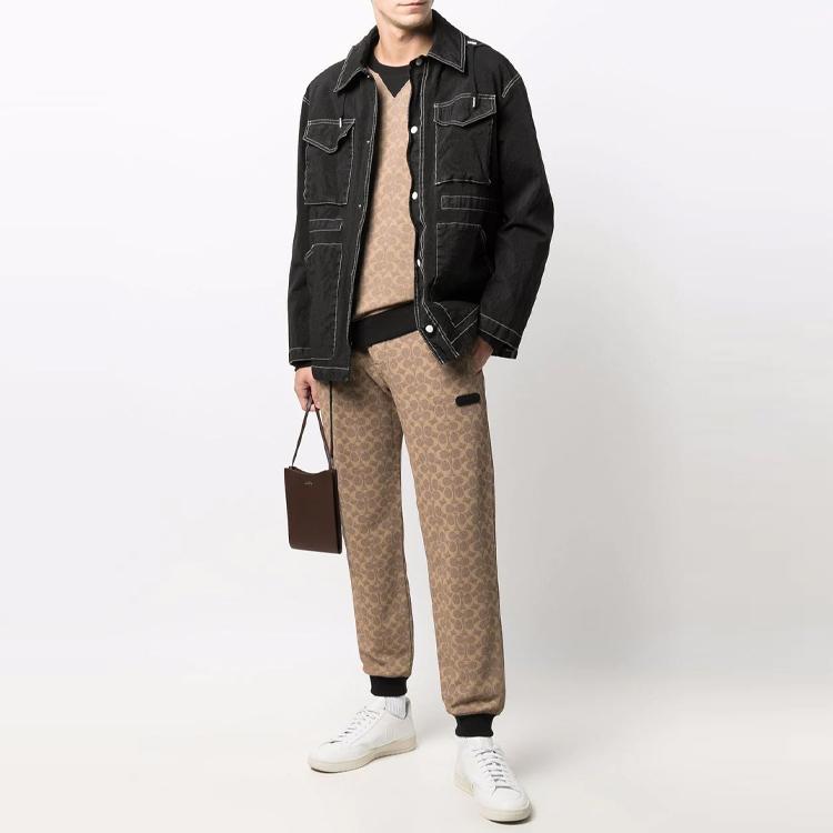 Coach Свитшот мужской коричневый с круглым вырезом и принтом логотипа C5760-RYU