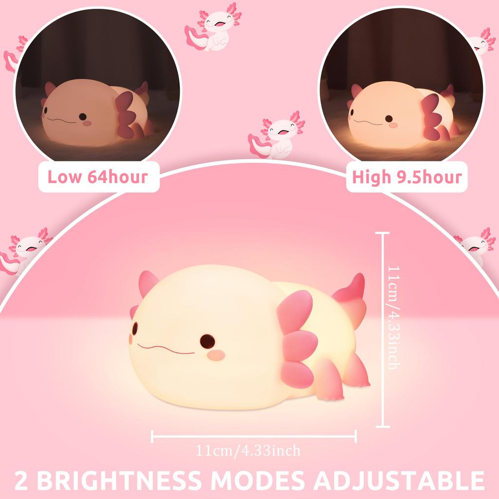 Anywin милый аксолотль силиконовый ночной зверек прикроватный затемняемый перезаряжаемый настольный подарок для идеальной жизни детская комната украшение свет, лампа, лампа,