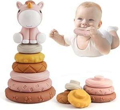 Sensory Blocks Soft Rubber Tower Creative Set Teethers for Children