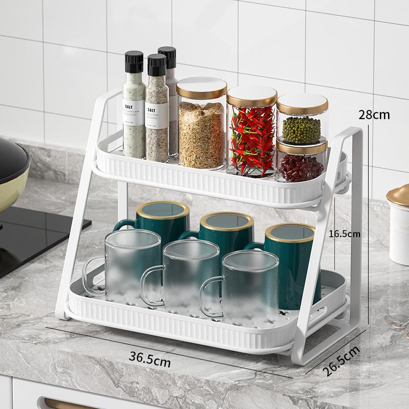 Water Cup Storage Rack with Tray Double-layer Tea Cup Coffee Storage Rack Water Cup Glass Tabletop Tray Drain Shelf