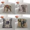 Retro Elephant Pillow Cover Living Room Sofa Cushion Cover Digital Print Animal Back Cushion Retro Style