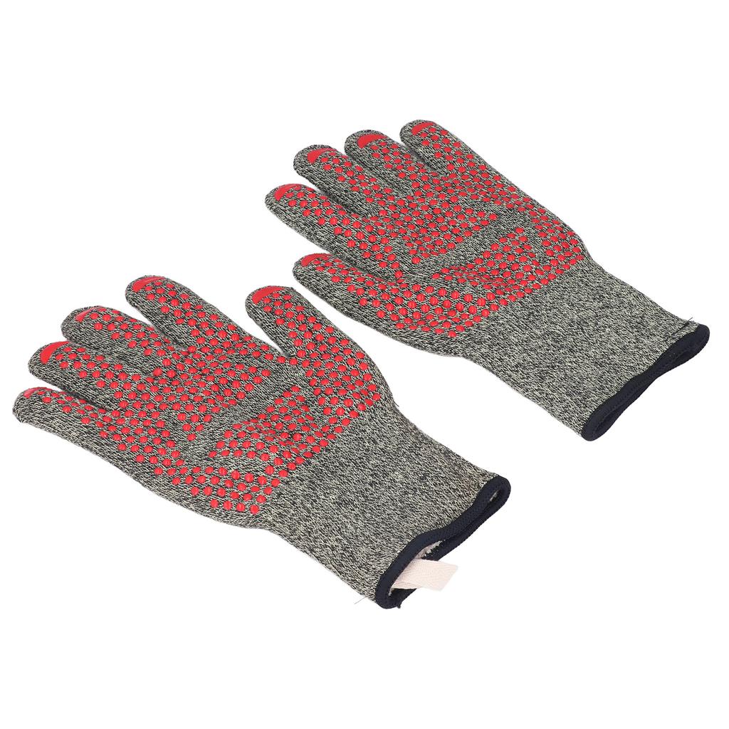 Heat Resistant Gloves Aramid Silicone Cotton BBQ Grill Oven Mitts 500℃ High Temperature Resistance 3