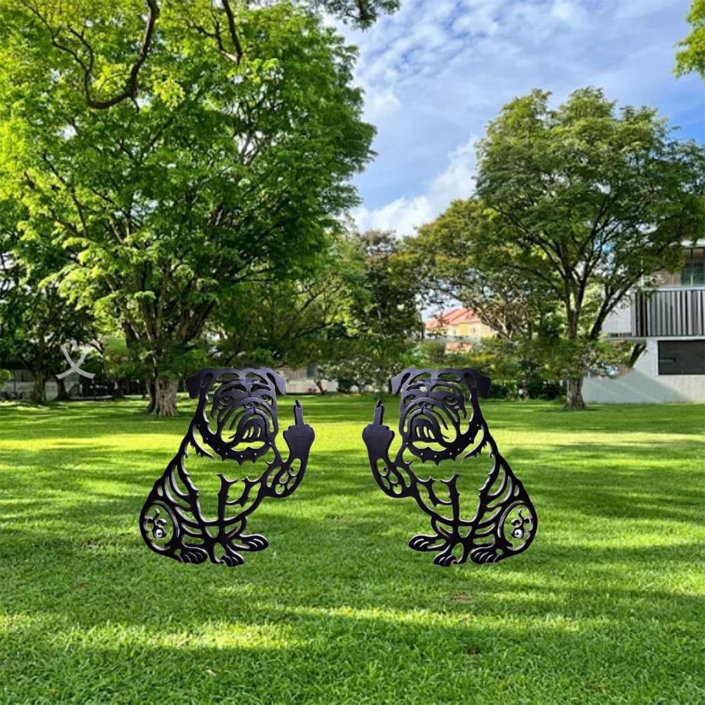 1 шт. Забавный бульдог, металлический садовый декор, французские средние статуэтки собаки из металла - бульдоги, украшения, вырезанные P8Y2