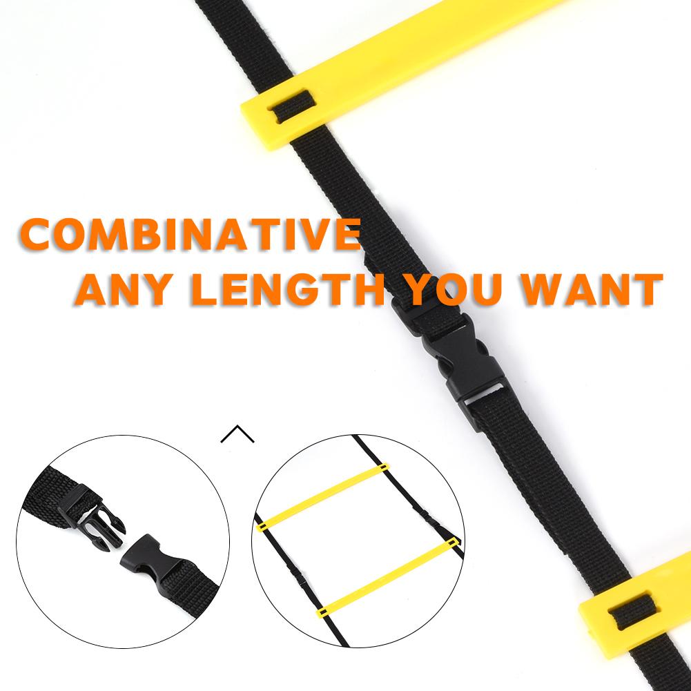 Комплект тренировочной лестницы для скорости и ловкости 12 регулируемых плоских перекладин и 10 конусов (Оранжевый Желтый) для Fo