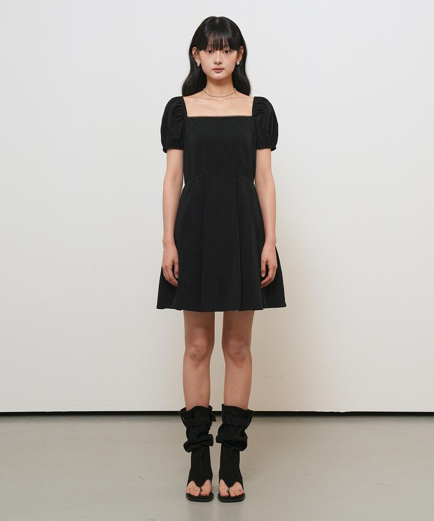 General Idea Square Neck Puff Mini Dress [Black] / Gf2Lop523