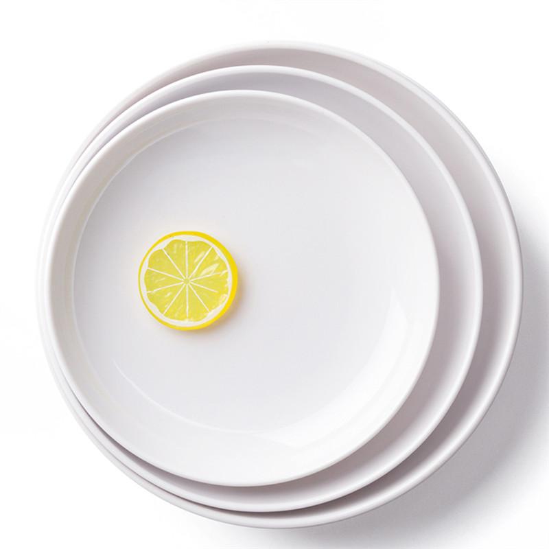 Глубокие круглые обеденные тарелки из меламина, белые сервировочные подносы для гостиниц, столовые приборы, имитация фарфора, блюда для еды, кухонные обеденные наборы