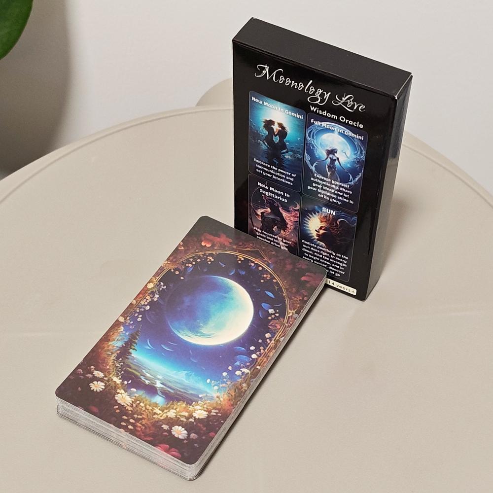 10.3*6cm Moonology Wisdom Oracle | Lunar Energy Deck for Love and Inspiration | Spiritual Healing Moon Messages 39 Pcs Cards