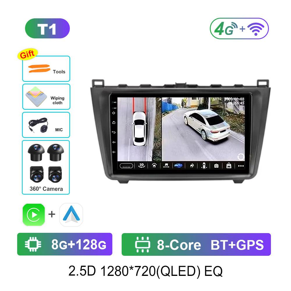 Сенсорный экран GPS-навигация для Mazda 6 II GH 2007 - 2012 Android 14 Автомобильный видео-мультимедийный проигрыватель WiFi BT DSP Стерео Автоинструменты