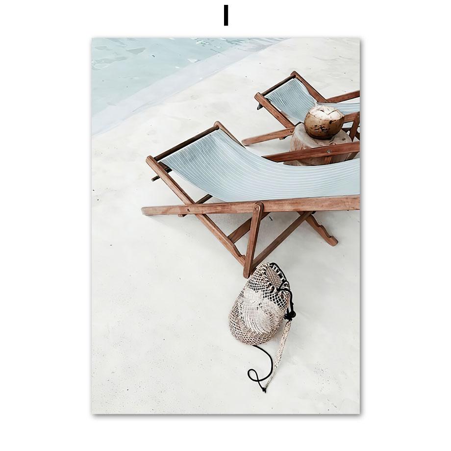 Пляжная доска для серфинга, фургон, пальмовый лист, волна, кокос, настенная живопись, холст, картина, фламинго, плакат на скандинавскую тему, настенные панно, Декор в гостиную