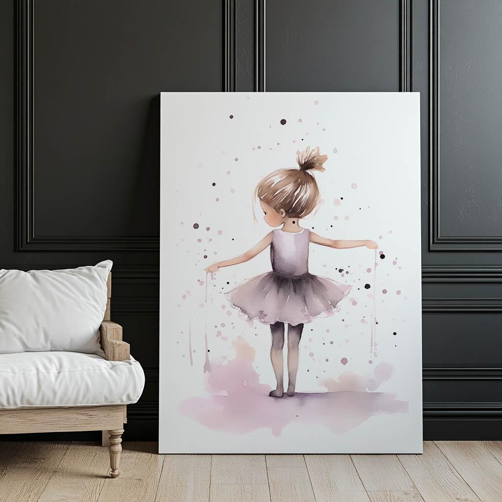 Tańcząca Balerina - Różowa Magia Tańcząca Balerina - Różowa Magia, 70X100 Cm, Rama Drewniana Ciemny Brąz, Papier Matowy 230 Gsm