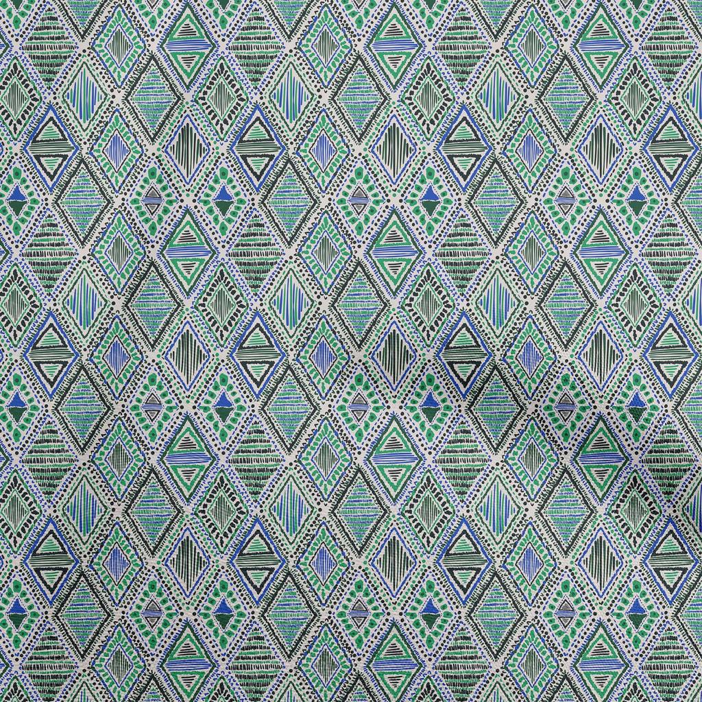 oneOone Cotton Flex Green Fabric Tribal Quilting Supplies Print Sewing Fabric by The Yard 40 Inch
