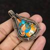 Колючая устрица Медь Бирюза Драгоценный камень Кулон Медная проволока Обернутая подвеска Ювелирные изделия ручной работы Дизайнерские ювелирные изделия Подарок Медный кулон для женщин
