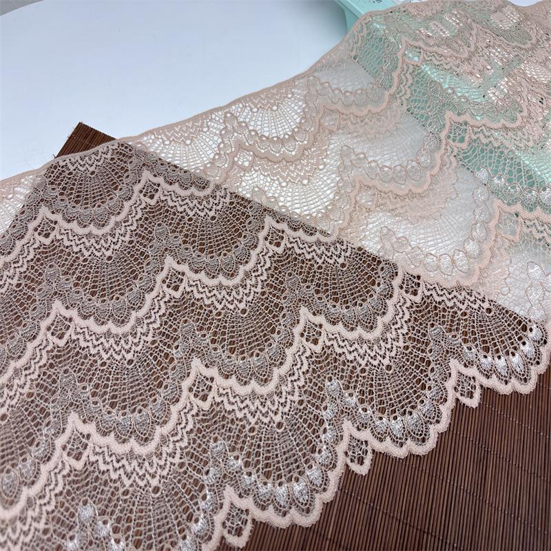 Beige Stretch Lace, 22.5cm wide Elastic Elastane Lace Trim for Lingerie, Bra, Underwear, Dress, Garment, Sewing & Crafting