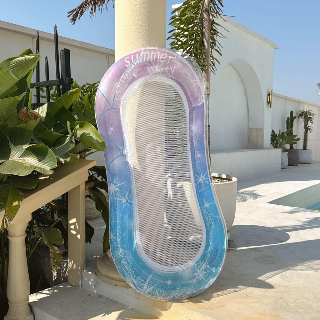 Mesh Backrest Recliner Inflatable Floating Chair with Sequin Design