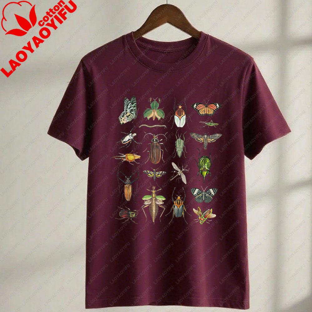 Vintage Entomology Shirt Beetle Moth Butterfly Insect Graphic Tees Granola Camping Clothes Cottagecore Bug Shirt
