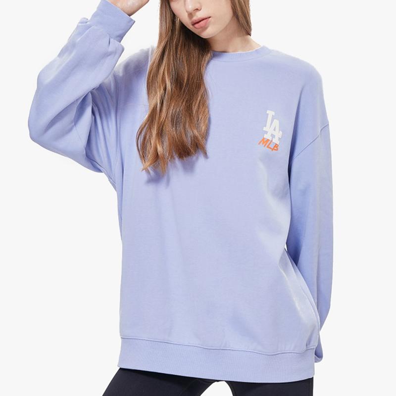 MLB Los Angeles Dodgers Long Sleeve Loose Fit Logo Print Crewneck Sweatshirt Unisex sweatshirt Blue Purple 31MT04941-07V
