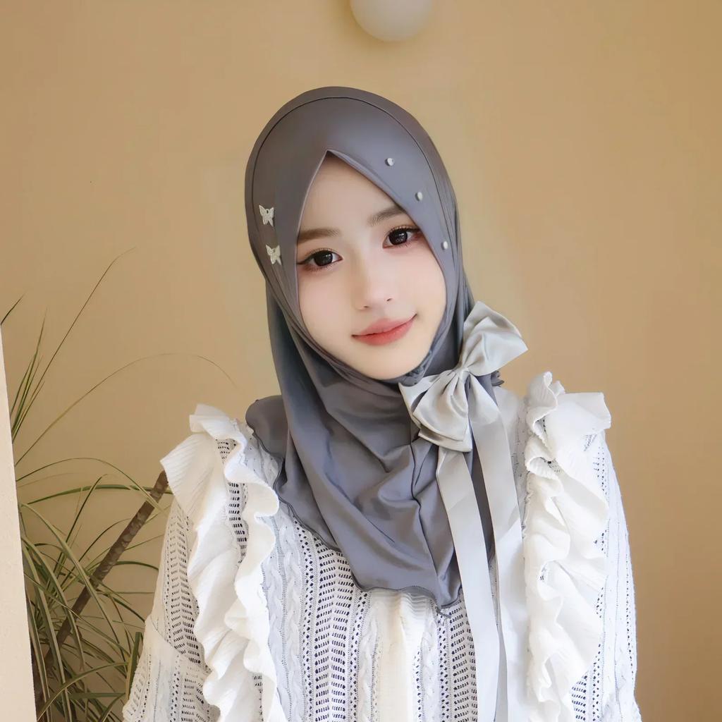 Рамадан мгновенный хиджаб женский мусульманский шарф цепочка платок обертывания эластичный головной убор шея шали Амира исламская молитва хиджабы тюрбан