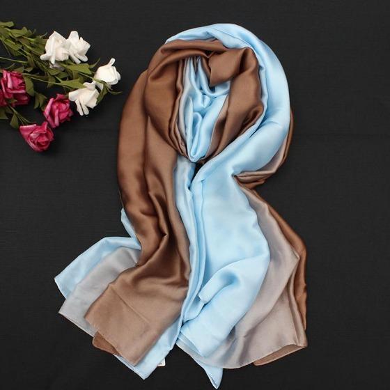 190*110cm Women Chiffon Scarf Gradient Color Protection Spring Summer Multicolor Printed Shawl Poncho Beach Luxury Ladies Retro