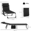 Sun Lounger, Foldable Garden Lounger with Headrest Pillow, Side Pocket, Deck Chair with 5-Way Adjustable Backrest