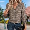 Women Autumn Leopard Print Color Block Printed Long Sleeve T-Shirts Loose V-Neck Plus Size Tee Shirt Tops Comfy Blouse