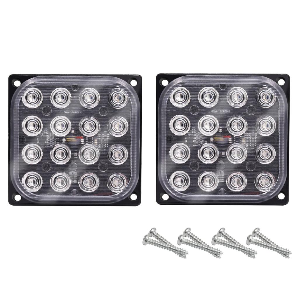 Ygmylandbb LED Strobe Light Truck Side Marker Lamp Emergency Warning Light 12V 24V Square 16 LEDs Steady On and Fast Flashing Flash Light for Set of 2
