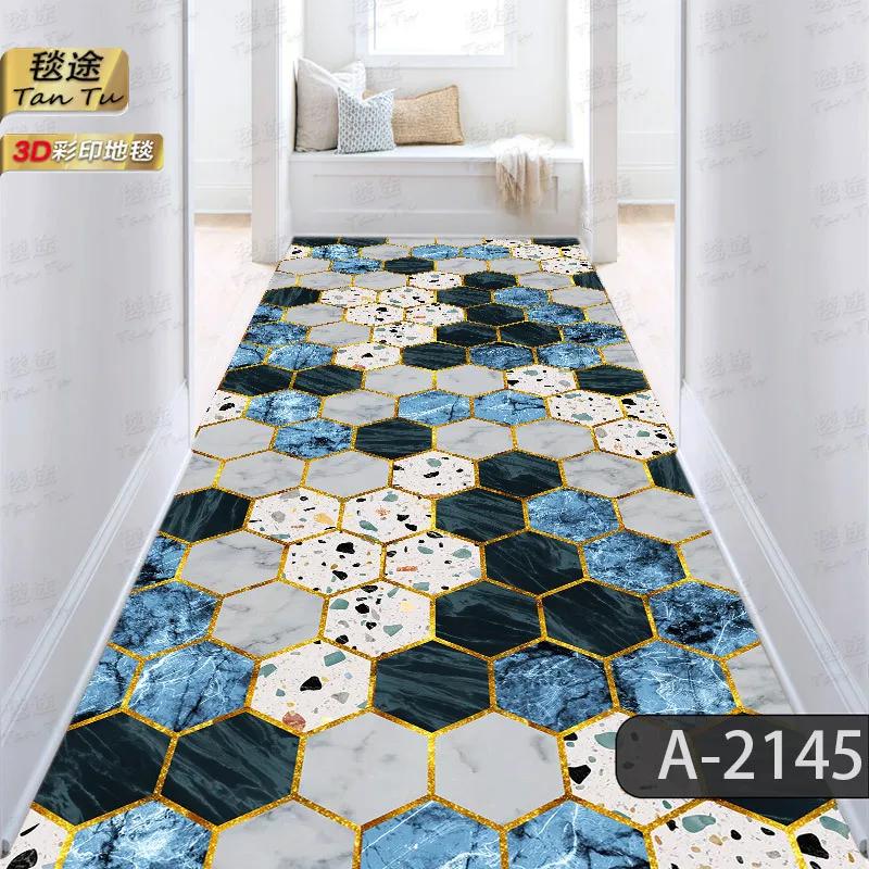 Nordic Abstract Long Corridor Carpet Non-slip Hallway Area Rugs Hotel Passageway Runners Washable Porch Entry Doormat Easy Clean