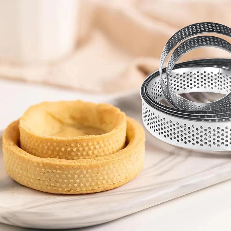 5 шт. круглых колец из нержавеющей стали для тарталеток, жаропрочных перфорированных форм, самодельных форм для мусса, фруктового пирога, тарталеток, пончиков, кухонных принадлежностей