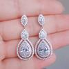 Brilliant White Cubic Zirconia Dangle Earrings for Women Fashion Water Drop Earring Evening Party Bridal Wedding Jewelry