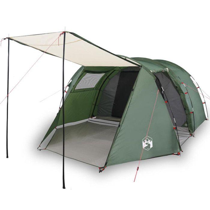 VidaXL Tente de Camping Tunnel 4 Personnes, Tente d'Ombrage avec Sac de Transport, Auvent de Camping, Abri de Jardin, Vert 94397