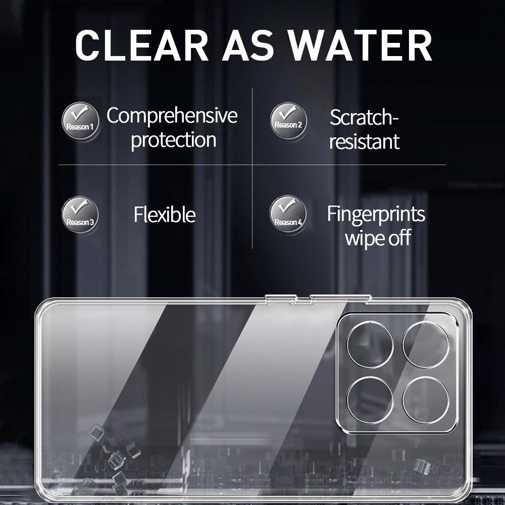 Для Xiaomi 14T Pro Чехол Прозрачный Мягкий Силиконовый Прозрачный Бампер Чехол для Телефона Для Xiaomi 14T Mi14T 2024 Прозрачная Противоударная Задняя Крышка