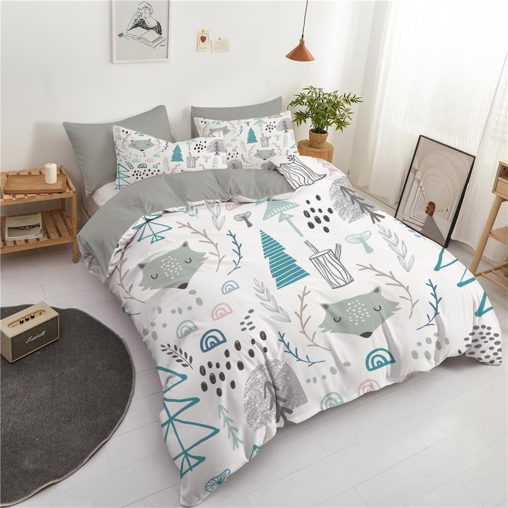 Пододеяльник с изображением лесной тематики King Queen, милый комплект постельного белья с изображением животных из мультфильмов, медведя, дерева, дикой природы, покрывало из полиэстера