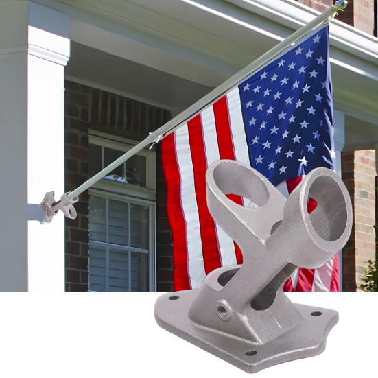 Flag Pole Holder Heavy Duty Flag Pole Mounting Bracket 45-degree Angle Metal Flag Mount for Outdoor Wall Porch House Boat Flag Banner Mounting