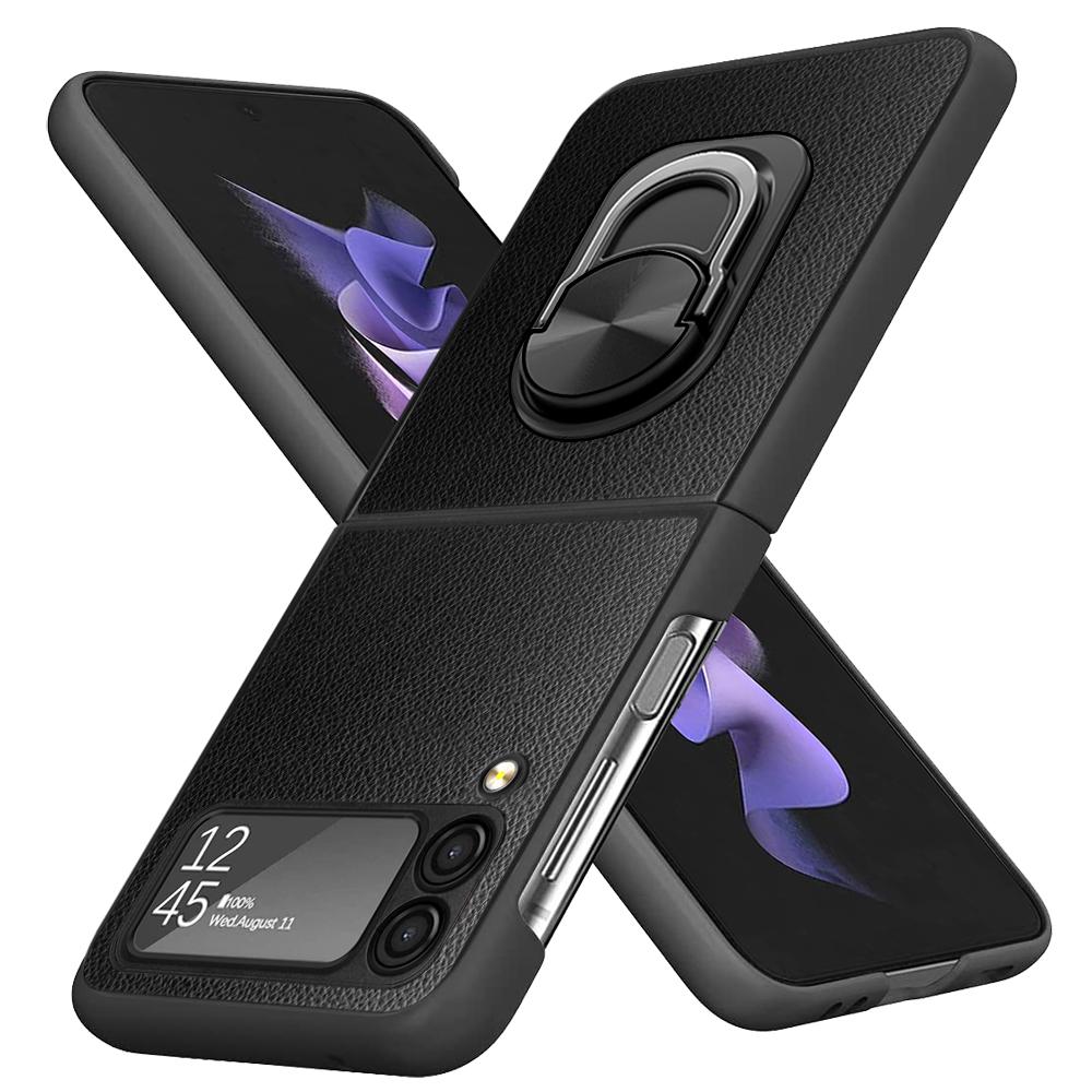 Удобный кожаный чехол с кольцом на палец для Samsung Galaxy Z Flip 4 5g Flip4 Flip3 Flip 3 противоударный чехол-подставка Funda