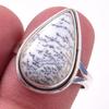 Кольцо из чистого серебра 925 пробы с натуральным опалом и дендритом ручной работы S.8 N8I09