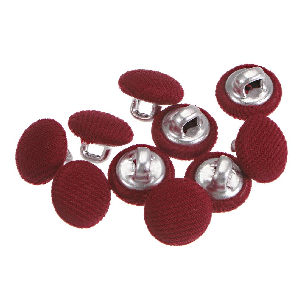 10pcs Fabric Cloth Covered Button 10/15/18mm Metal Shank Round Sewing Buttons for Suits Dress Shirt Coat Clothing Decor