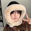 Милая универсальная шапка-ушанка для женщин, ветрозащитная и теплая для езды, плюшевая универсальная шапка-балаклава, защита ушей и теплая шапка